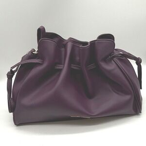 Badgley Mischka Women's Purple Vegan‎ Leather Drawstring dumpling Bag Purse $149